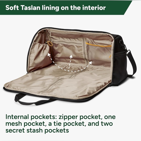 Premium 2-in-1 Convertible Garment Duffel Bag - Carry-on - 45L - Jet Black - Picture 6 of 12